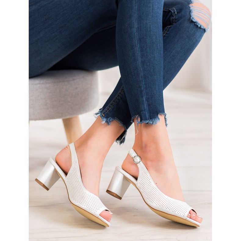 Sergio Leone Prolamované sandály na baru bílý 2