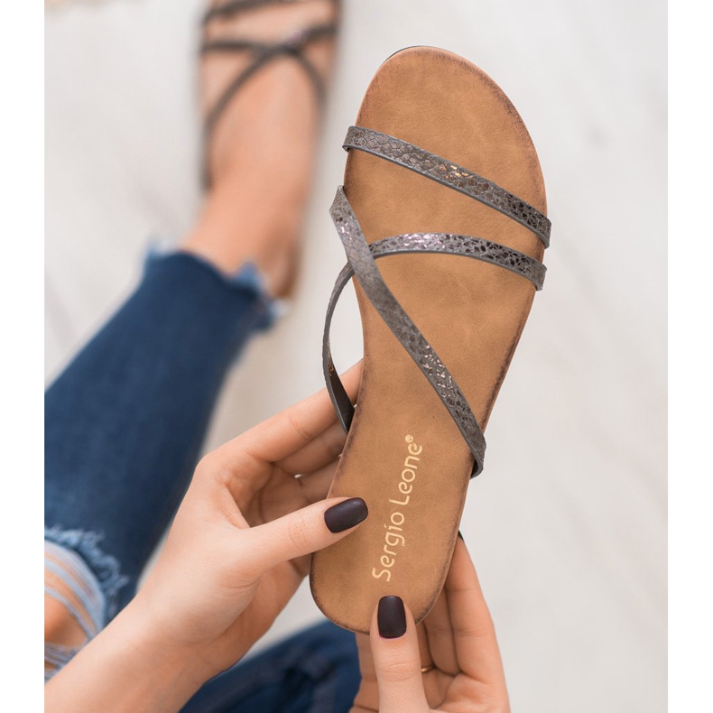 Sergio Leone Stylové pantofle šedá 2