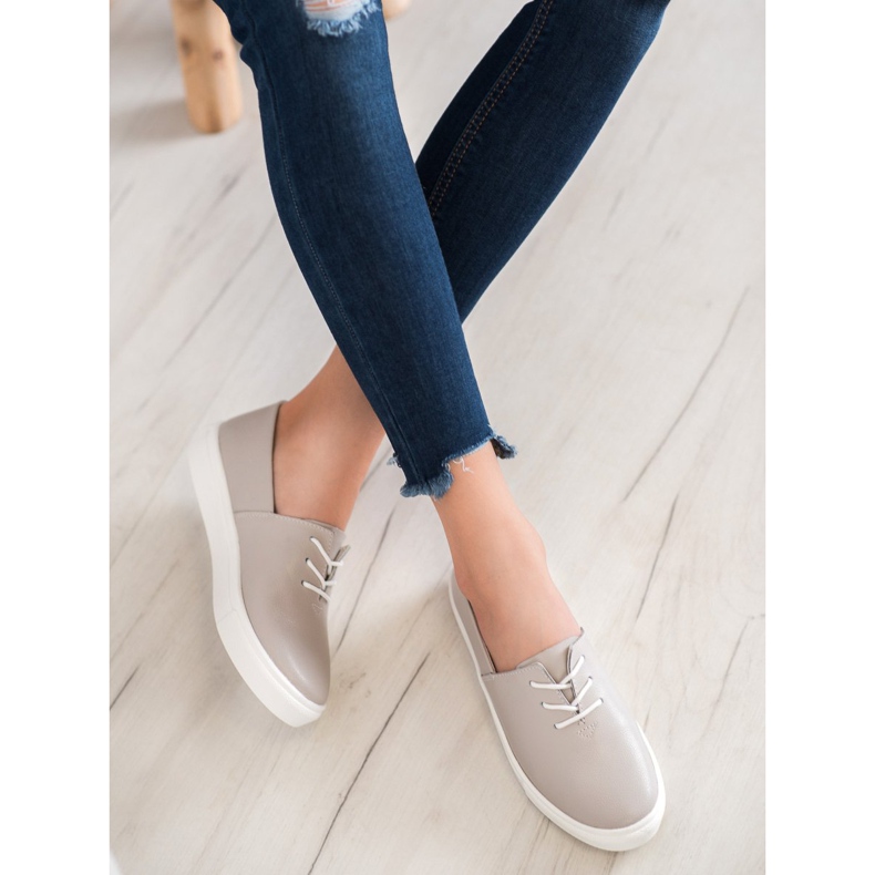 Filippo Stylové kožené tenisky šedá 1