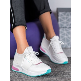 SHELOVET Svázané boty v eko kůži bílý 1