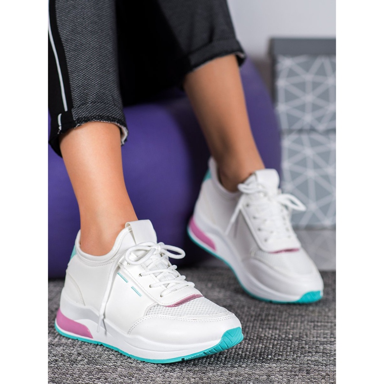 SHELOVET Svázané boty v eko kůži bílý 1