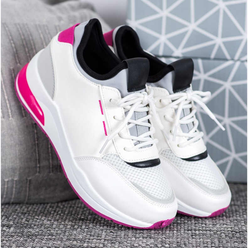 SHELOVET Svázané boty v eko kůži bílý 1