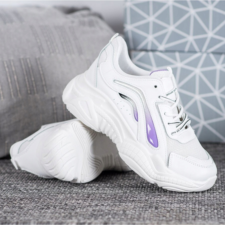 SHELOVET Módní tenisky na platformě bílý 1