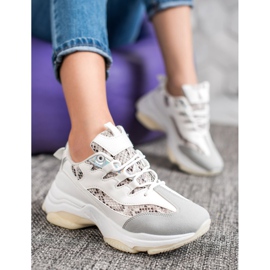 SHELOVET Snake Print Platform tenisky bílý 1
