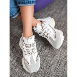 SHELOVET Snake Print Platform tenisky bílý 2