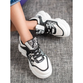 Weide Módní ekologické kožené tenisky bílý černý 1