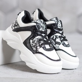 Weide Módní ekologické kožené tenisky bílý černá 2