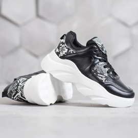 Weide Módní ekologické kožené tenisky černý 1