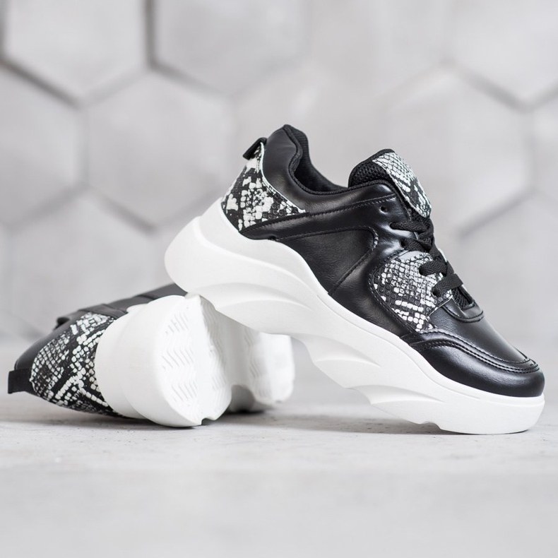 Weide Módní ekologické kožené tenisky černý 1