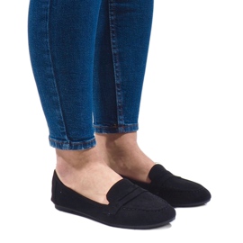 Černé semišové balerínové mokasíny B2030 černá 1