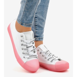 Bílé tenisky s růžovou podrážkou LTD205-2 bílý růžový 2 Bílé tenisky s růžovou podrážkou LTD205-2 bílý růžový 2