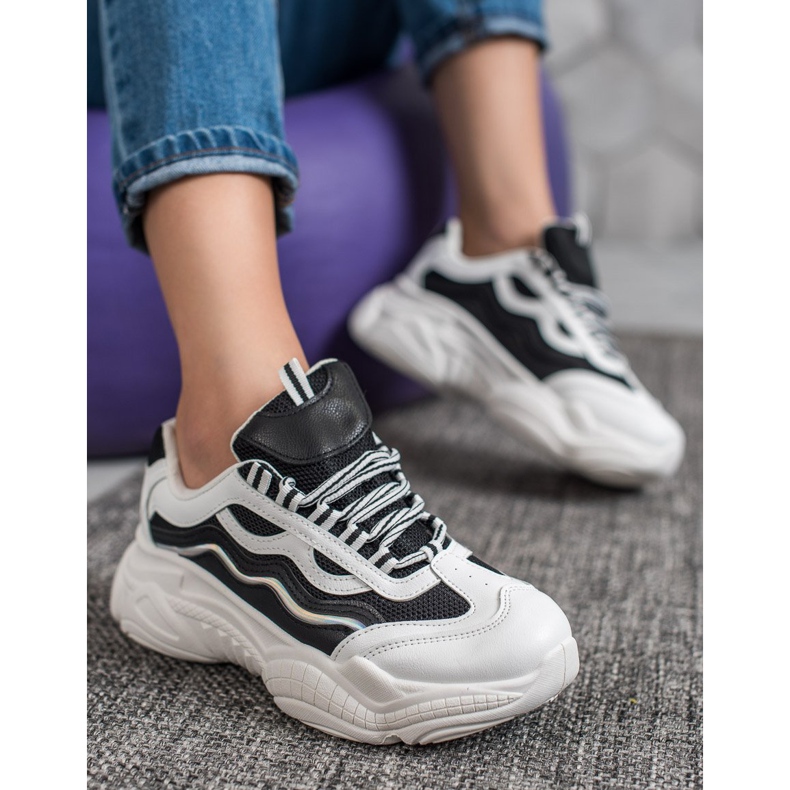 SHELOVET Tenisky Na Platformě bílý černý 2