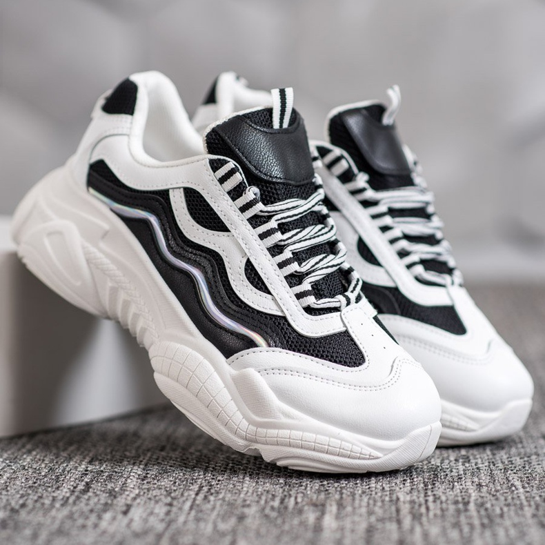 SHELOVET Tenisky Na Platformě bílý černý 1