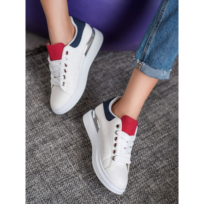 SHELOVET Tenisky na platformě s eko kůží bílý 1