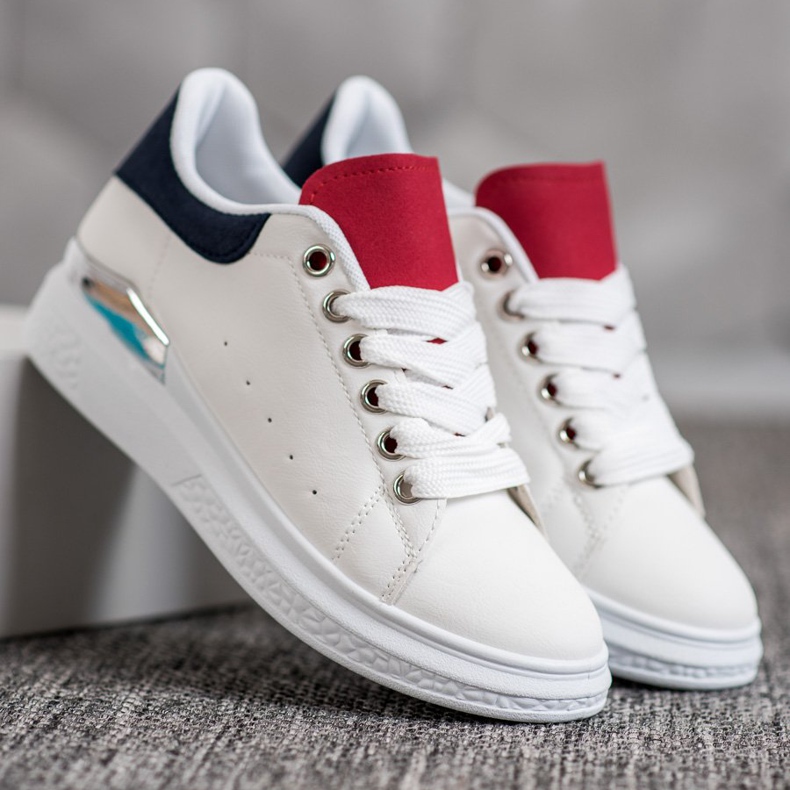 SHELOVET Tenisky na platformě s eko kůží bílý 2