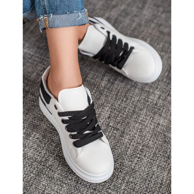 SHELOVET Tenisky na platformě s eko kůží bílý 2