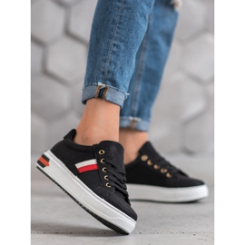 SHELOVET Sportovní obuv z eko kůže černá 1