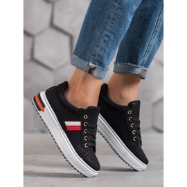 SHELOVET Sportovní obuv z eko kůže černá 2