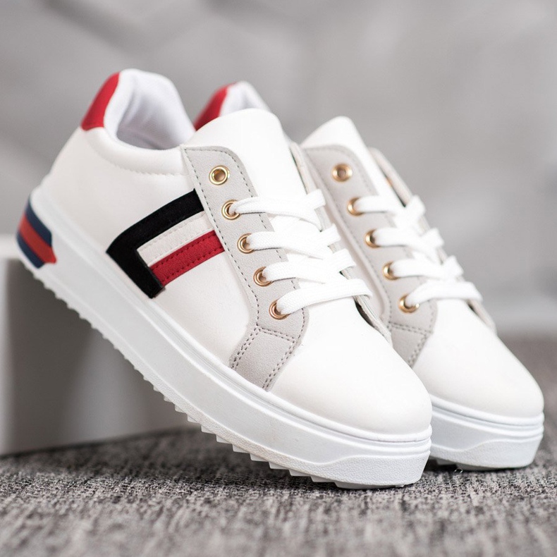 SHELOVET Sportovní obuv z eko kůže bílý vícebarevný 1