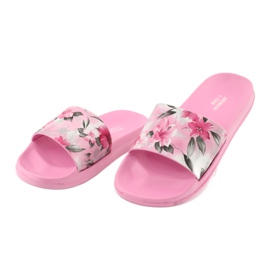 Květiny profilované růžové pantofle American Club bílý růžový šedá zelená 3