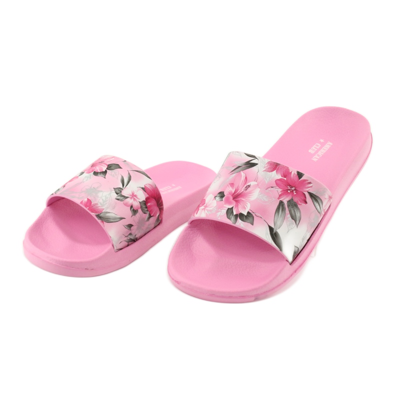 Květiny profilované růžové pantofle American Club bílý růžový šedá zelená 3