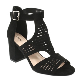 Sergio Leone SK903 semišové svrškové sandály černá 1