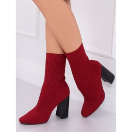 Kotníkové boty ponožkové dříky vínové X8037 Wine Red - II Gat červený 1
