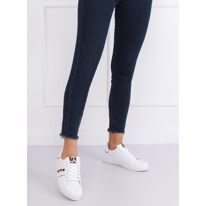 Bílé dámské tenisky K-388 WHITE / LEOPARD bílý 2 Bílé dámské tenisky K-388 WHITE / LEOPARD bílý 2