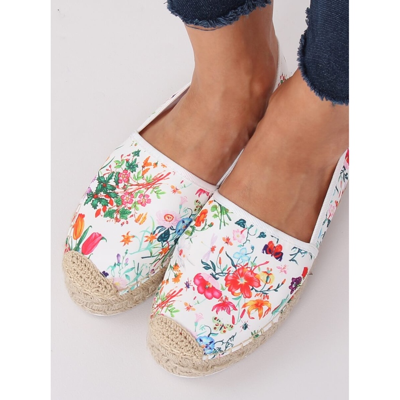 Květinové dámské espadrilky JH91P White vícebarevný 2 Květinové dámské espadrilky JH91P White vícebarevný 2