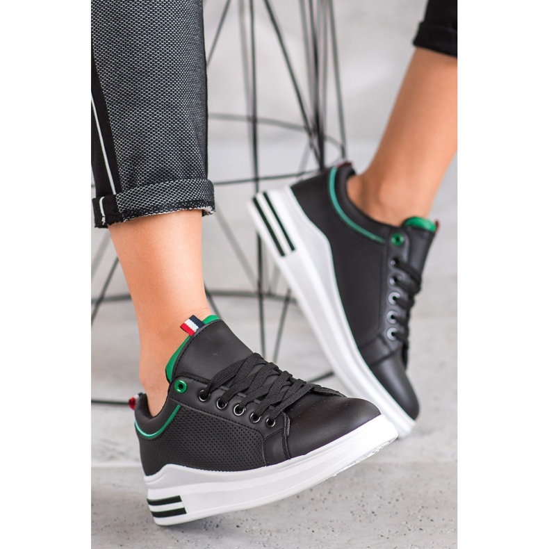 SHELOVET Černé tenisky na platformě černá 2