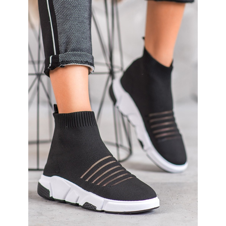 SHELOVET Nazouvací boty se síťovinou černá 1