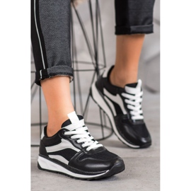 SHELOVET Svázané černé boty bílý černý 2