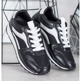 SHELOVET Svázané černé boty bílý černý 1