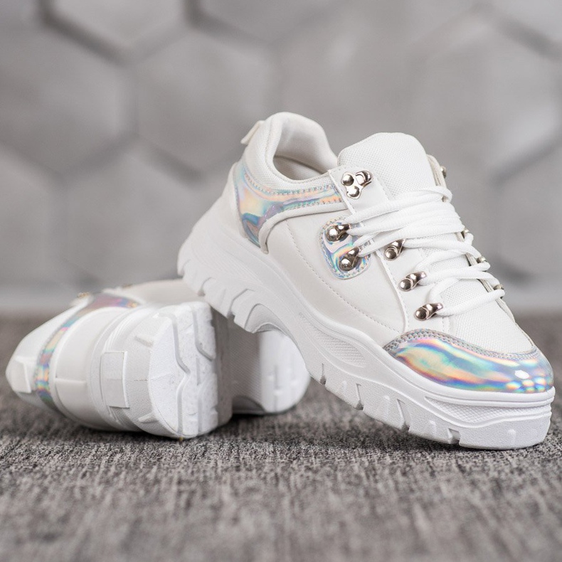 Weide Bílé boty s efektem holo bílý 1