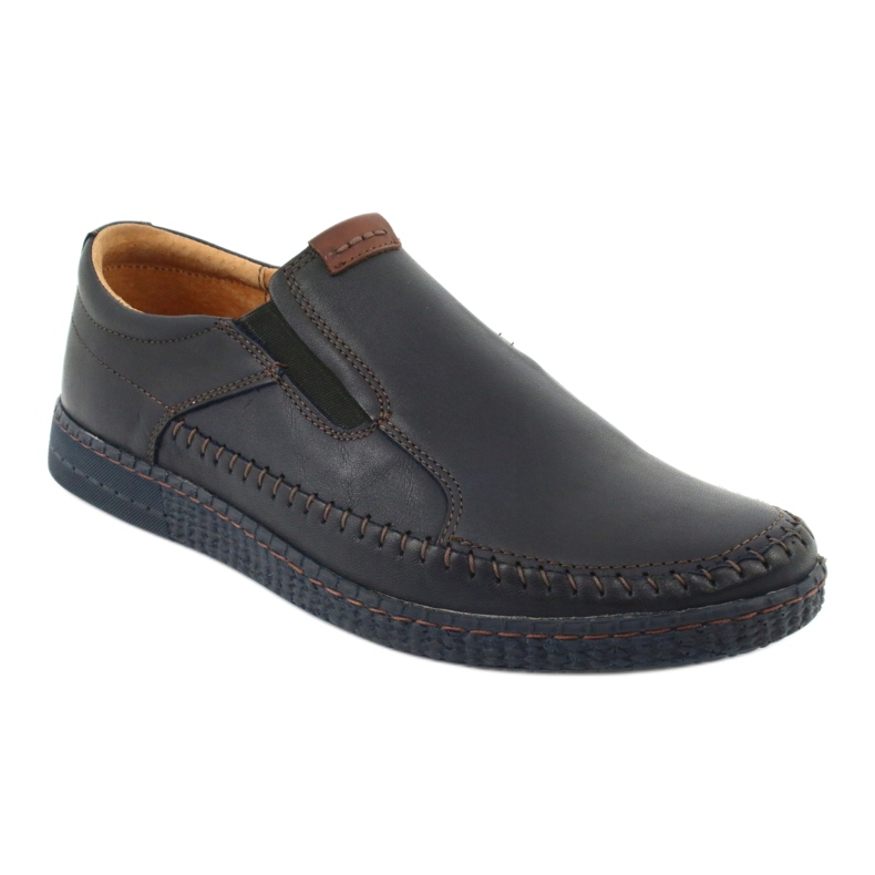 Riko Pánské kožené mokasíny 913 Navy Blue modrý 1