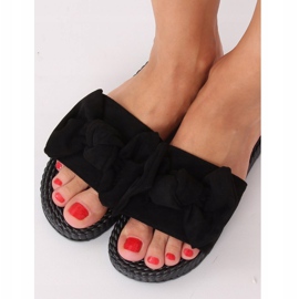 Černé dámské pantofle s mašlí YQ225P Black černá 1