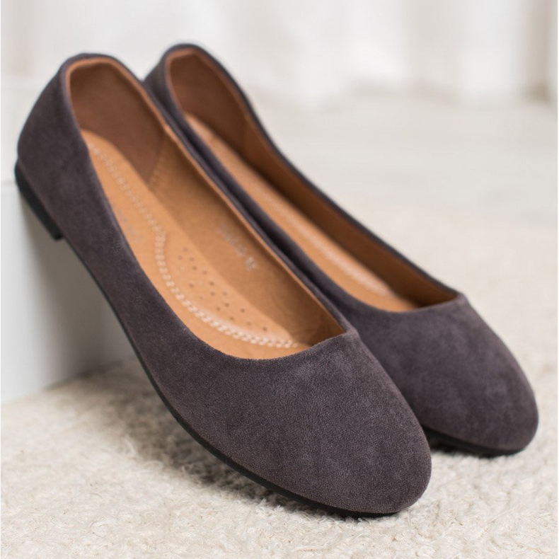 Diamantique Klasické semišové balerínky šedá 1