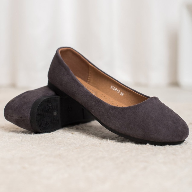 Diamantique Klasické semišové balerínky šedá 2