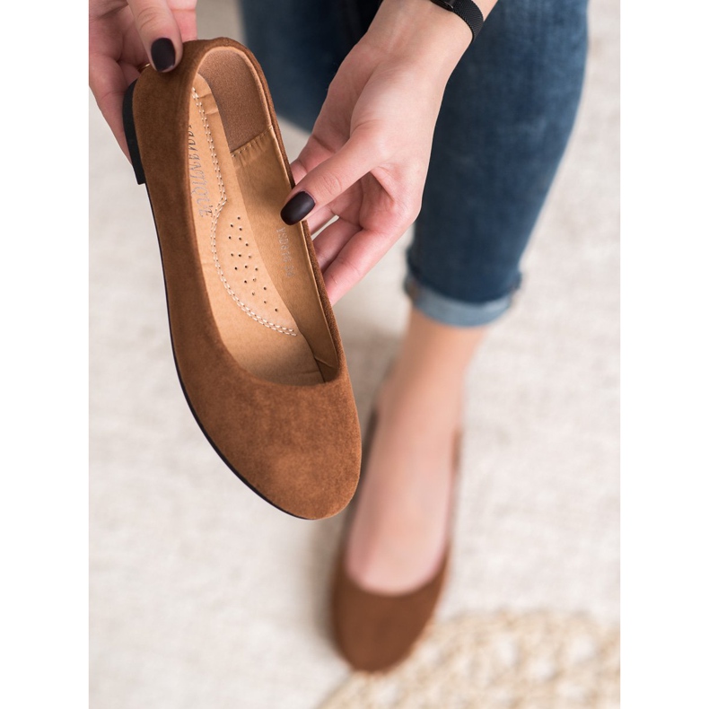 Diamantique Klasické semišové balerínky hnědý 1