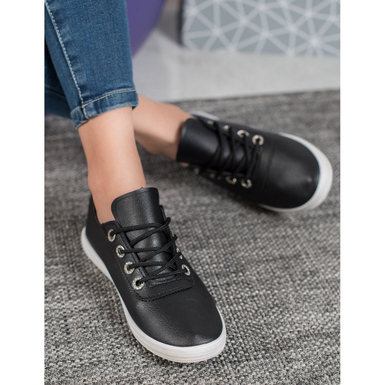 SHELOVET Stylové tenisky s eko kůží černá 2