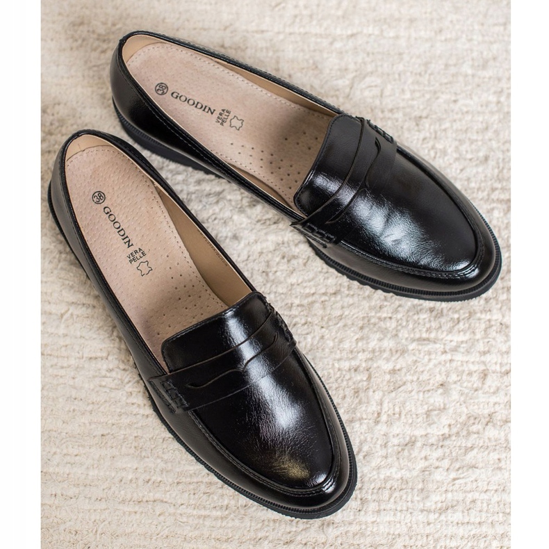 Goodin Černé klínové mokasíny černá 2