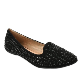 Černé balerínové mokasíny zdobené F160 černá 1