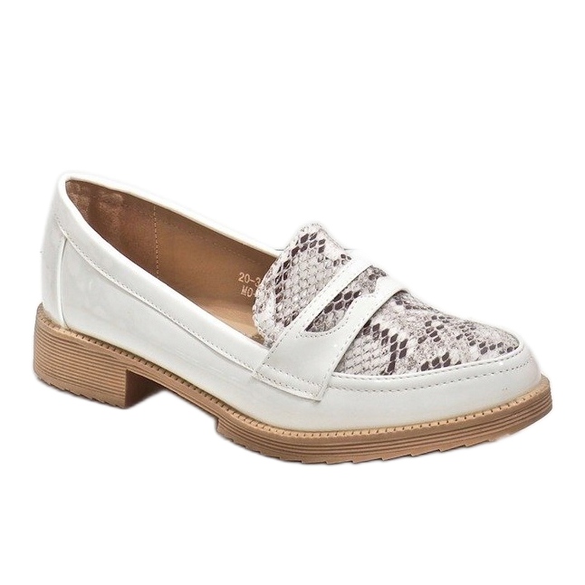 Mokasíny na bílé zvířecí baleríny 20-339MO bílý 1