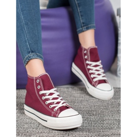 SHELOVET Vysoké textilní tenisky červené 1