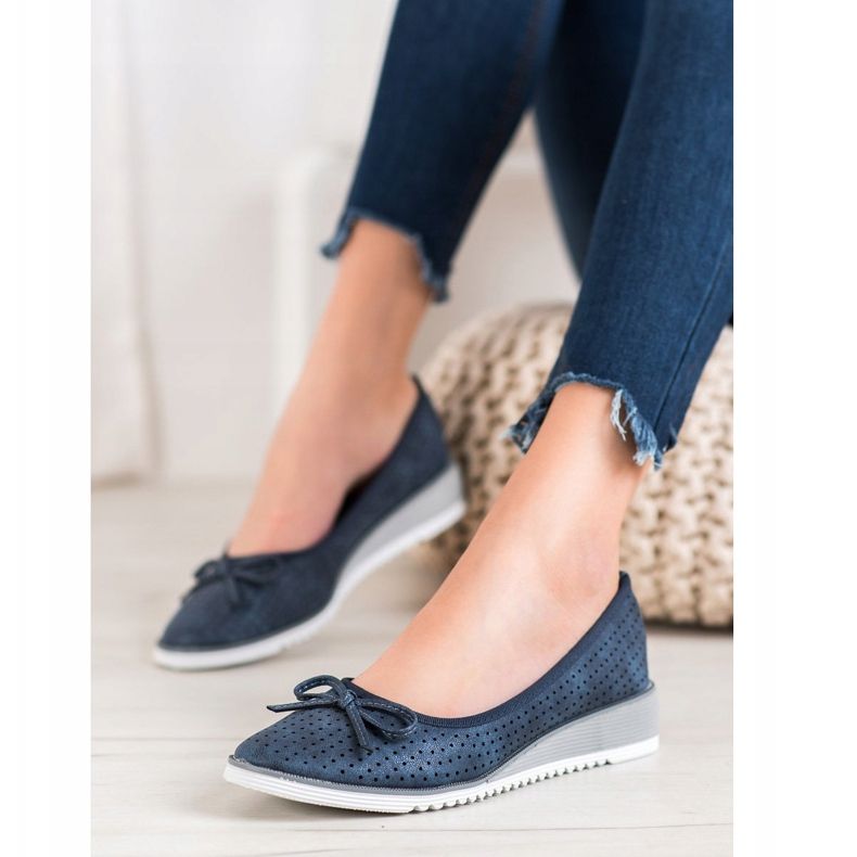 Goodin Prolamované klínové pumpy modrý 2