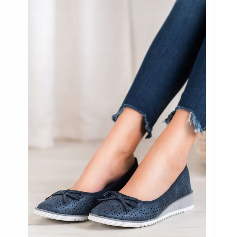 Goodin Prolamované klínové pumpy modrý 1