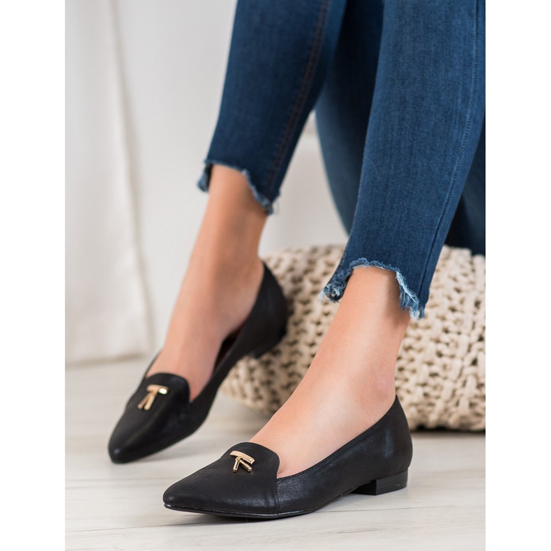 Goodin Lesklé černé balerínky černý 2