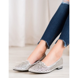 Goodin Elegantní prolamované balerínky šedá 2