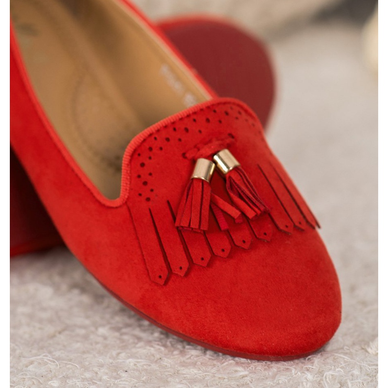 Fama Suede Lords s třásněmi červený 1