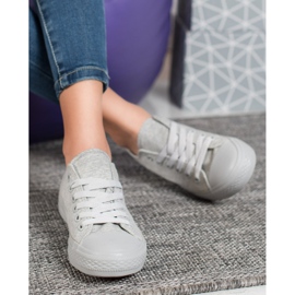 SHELOVET Šedé textilní tenisky šedá 1